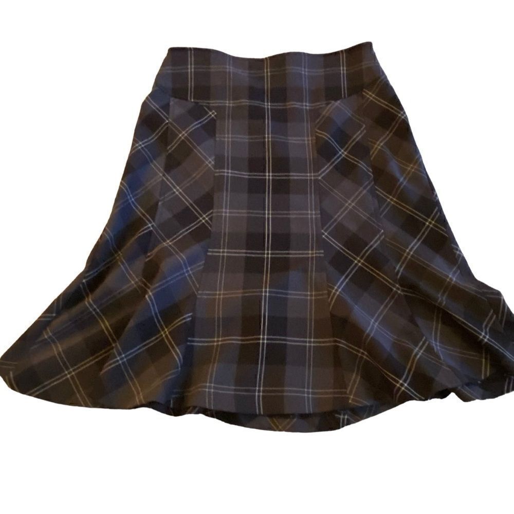 EUC Dalia Collection Grey Plaid Peplum Skir